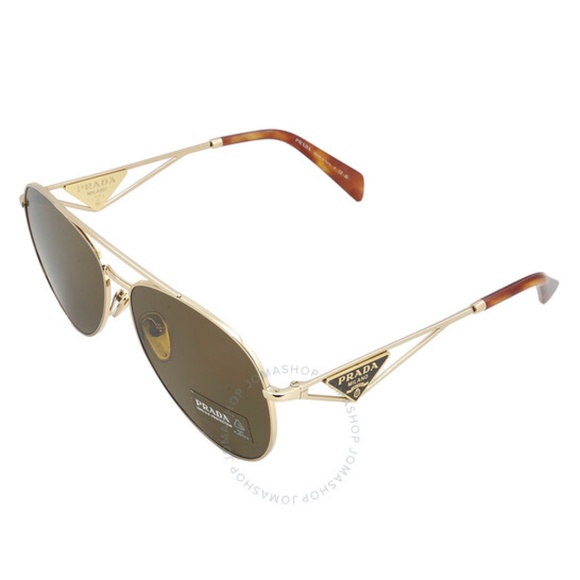 Prada Aviator Sunglasses Unisex Gold/Dark Brown Pilot ππ - Picture 9 of 14